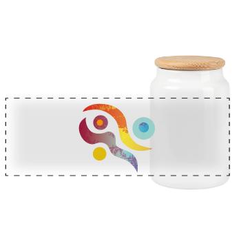 Yoga design_45 - Panoramic Cookie Jar with Wooden Lid - white - Front