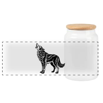 Hurlements de loup - Boîte à biscuits avec couvercle en bois - blanc - Devant