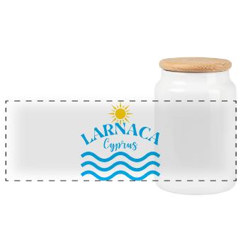 Larnaca Cyprus Sun Waves  - Panoramic Cookie Jar with Wooden Lid - white - Front