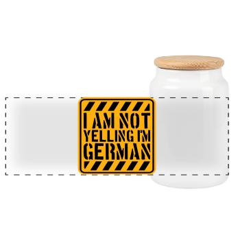 I Am Not Yelling I'm German Lustig Deutsch Spruch - Panorama Keksdose mit Holzdeckel - Weiß - Vorne