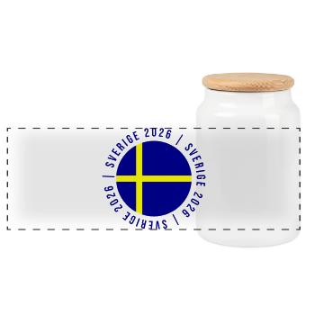 Sverige 2026 Schweden - Panorama Keksdose mit Holzdeckel - Weiß - Vorne