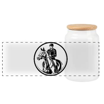 Silhouette de l’homme à cheval - Boîte à biscuits avec couvercle en bois - blanc - Devant
