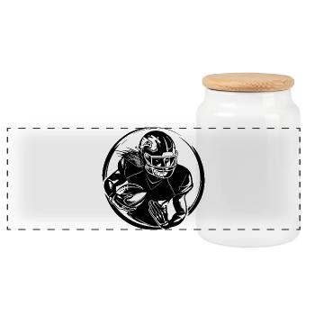 American Football Woman Silhouette - Panoramic Cookie Jar with Wooden Lid - white - Front