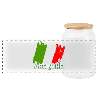 Absinthe 1797 Neuchâtel NE - Boîte à biscuits avec couvercle en bois - blanc - Devant