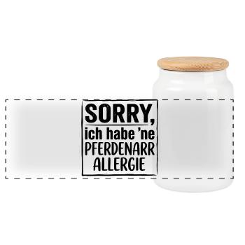 Lustiges Pferde Shirt, Pferdenarr Allergie - Panorama Keksdose mit Holzdeckel - Weiß - Vorne