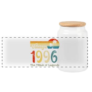 Vintage 1996 - Panorama Keksdose mit Holzdeckel - Weiß - Vorne