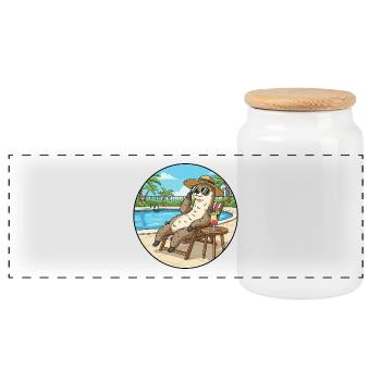 Summer Otter Animal Relaxing von Pool Art - Panorama Keksdose mit Holzdeckel - Weiß - Vorne