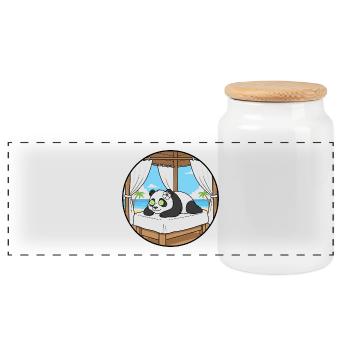 Strand-Spa Panda-Bär-Entspannungskunst - Panorama Keksdose mit Holzdeckel - Weiß - Vorne