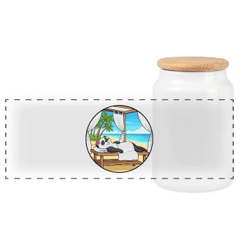 Strand-Spa Panda-Bär-Entspannungskunst - Panorama Keksdose mit Holzdeckel - Weiß - Vorne