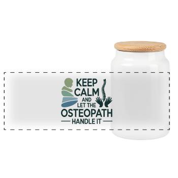Osteopath Bleib ruhig Handle Professionell - Panorama Keksdose mit Holzdeckel - Weiß - Vorne