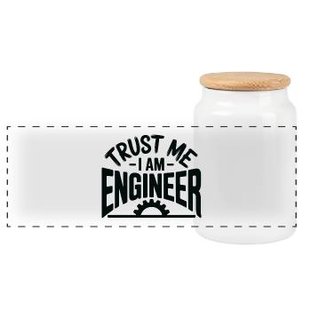 Glaub mir, ich bin ein Ingenieur, lustiges, professionelles Design - Panorama Keksdose mit Holzdeckel - Weiß - Vorne