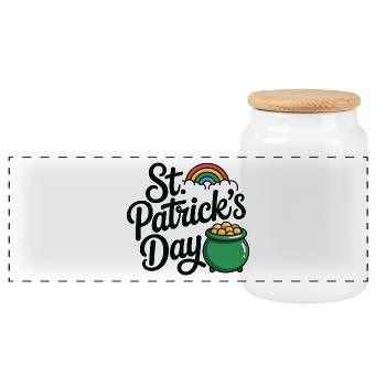 St. Patrick's Day Pot of Gold Regenbogen Glücksdesign - Panorama Keksdose mit Holzdeckel - Weiß - Vorne