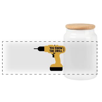 Du kennst The Drill Funny Handwerkerwerkzeug Wortspieldesign - Panorama Keksdose mit Holzdeckel - Weiß - Vorne