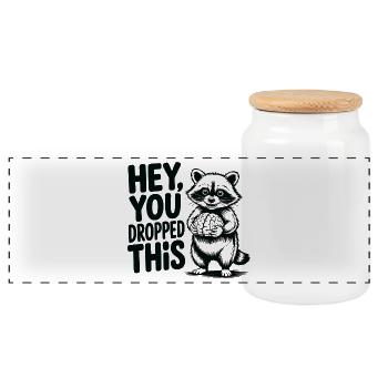 Raton laveur sarcastique - Hé, tu as fait tomber ça (Cerveau) - Boîte à biscuits avec couvercle en bois - blanc - Devant