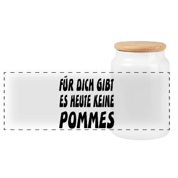 Frites - Boîte à biscuits avec couvercle en bois - blanc - Devant