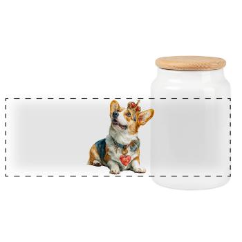 Royal Corgi - Boîte à biscuits avec couvercle en bois - blanc - Devant