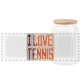 J’ADORE LE TENNIS, t-shirt cadeau Idée, sweat à capuche, chaussettes - Boîte à biscuits avec couvercle en bois - blanc - Devant