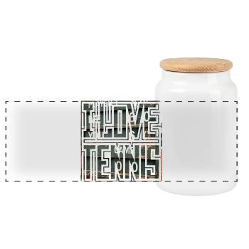 J’AIME LE TENNIS, tableau d’affichage, t-shirt d’idées cadeaux - Boîte à biscuits avec couvercle en bois - blanc - Devant