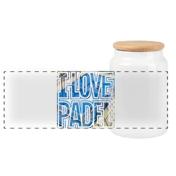 I LOVE PADEL, Padel Court, Gift Idea Shirt - Panoramic Cookie Jar with Wooden Lid - white - Front