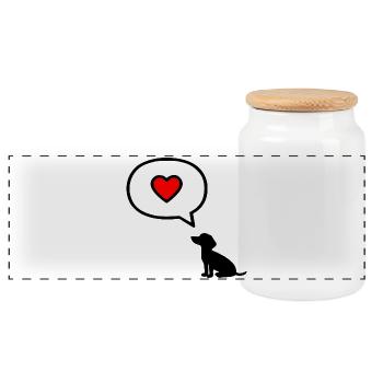 Declaration of Love Dogs - Panoramic Cookie Jar with Wooden Lid - white - Front