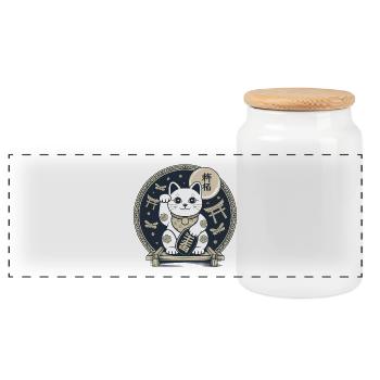 Médaille Maneki Neko Night - Boîte à biscuits avec couvercle en bois - blanc - Devant