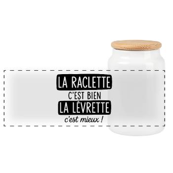 La Raclette C'est Bien La Levrette C'est Mieux  - Boîte à biscuits avec couvercle en bois - blanc - Devant