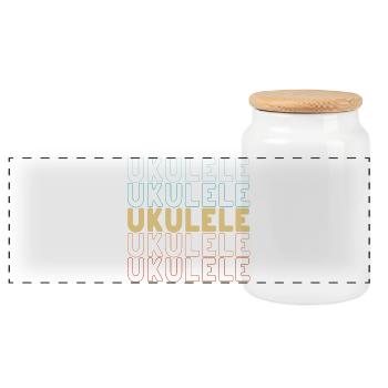 Ukulele typography - Panorama Keksdose mit Holzdeckel - Weiß - Vorne