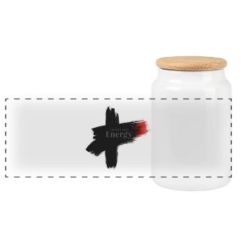 Protect Your Energy - Mindfulness Design - Panoramic Cookie Jar with Wooden Lid - white - Front