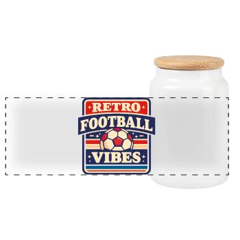 Retro_Football_Vibes - Boîte à biscuits avec couvercle en bois - blanc - Devant