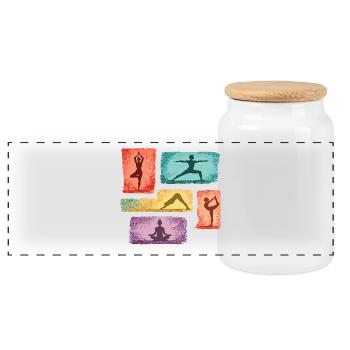 Silhouettes de yoga en blocs de couleur - Boîte à biscuits avec couvercle en bois - blanc - Devant