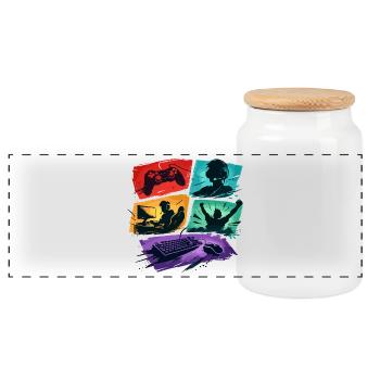 Univers de jeux vidéo colorés - Boîte à biscuits avec couvercle en bois - blanc - Devant