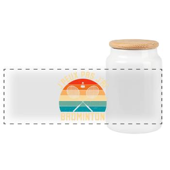 j'peux pas j'ai badminton  - Boîte à biscuits avec couvercle en bois - blanc - Devant