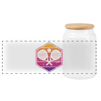 Padel Sport - Panoramic Cookie Jar with Wooden Lid - white - Front