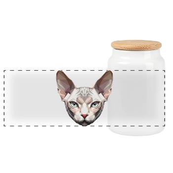 Sphynx Chat Sphynx Chat Chat Canadien Sphinx mignon - Boîte à biscuits avec couvercle en bois - blanc - Devant