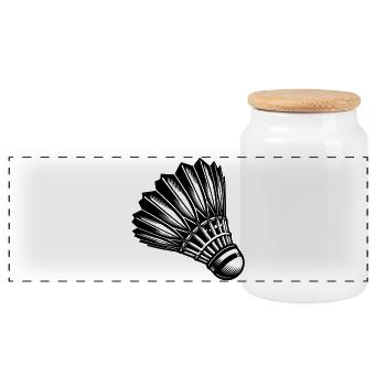 Tattoo Badminton - Sport with Speed - Panoramic Cookie Jar with Wooden Lid - white - Front