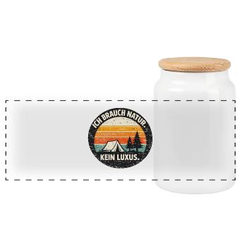 Pure nature No luxury - Panoramic Cookie Jar with Wooden Lid - white - Front