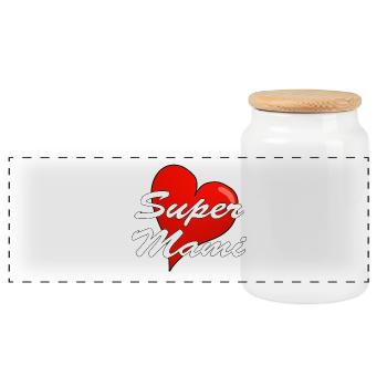 Awesome Mommy - Panoramic Cookie Jar with Wooden Lid - white - Front