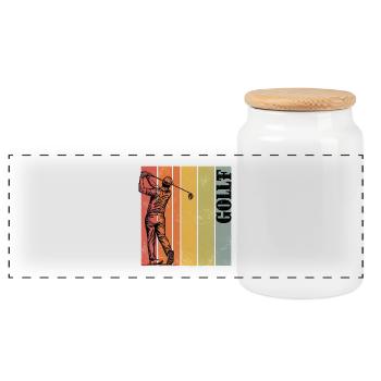 1-Mann Humor Golf Lustige Idee Golfer Golfer Muster - Panorama Keksdose mit Holzdeckel - Weiß - Vorne
