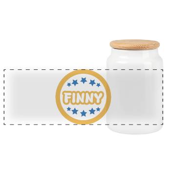 Gift Finny - Panoramic Cookie Jar with Wooden Lid - white - Front