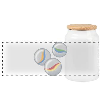 Circle Swings in Pastel Colors Marbles - Panoramic Cookie Jar with Wooden Lid - white - Front