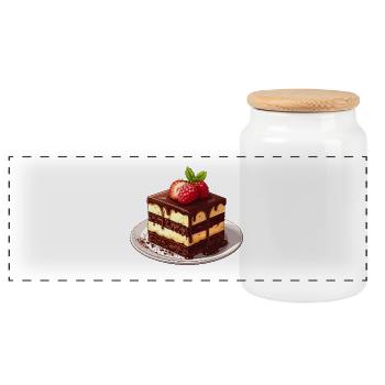 Schokokuchen mit Himbeere - Panorama Keksdose mit Holzdeckel - Weiß - Vorne