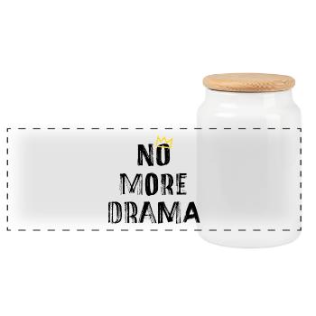 Plus de drame – Une typographie claire qui dit - Boîte à biscuits avec couvercle en bois - blanc - Devant