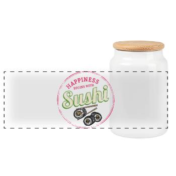 Sushi Maki Rétro Hoso Maki Vintage Japan Souvenir - Boîte à biscuits avec couvercle en bois - blanc - Devant