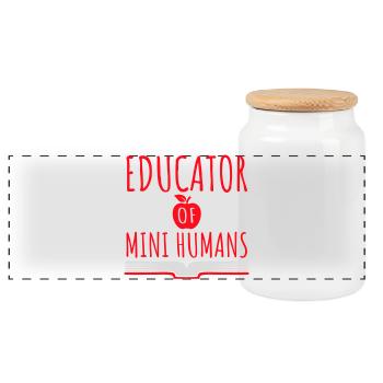 Éducatrice de petits humains Enseignante des enfants drôles - Boîte à biscuits avec couvercle en bois - blanc - Devant