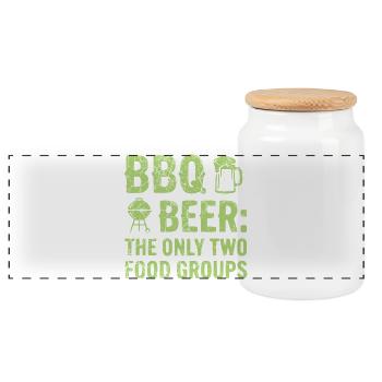BBQ shirt, hoodie, gift idea for grill master - Panoramic Cookie Jar with Wooden Lid - white - Front
