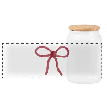 Watercolor Ribbon Bow - Panoramic Cookie Jar with Wooden Lid - white - Front