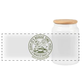 Son label de bière jamaïcaine Reggae Time - Boîte à biscuits avec couvercle en bois - blanc - Devant