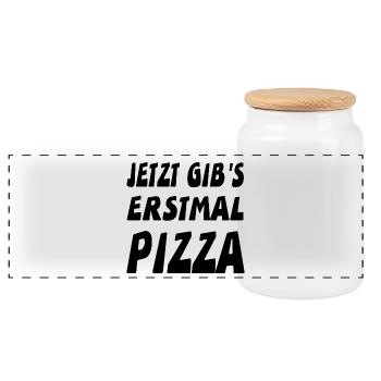 Pizza - Panoramic Cookie Jar with Wooden Lid - white - Front