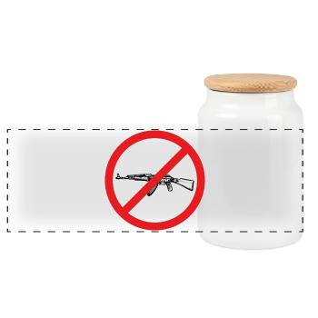 Signe de paix d’interdiction d’armes - Illustration - Boîte à biscuits avec couvercle en bois - blanc - Devant