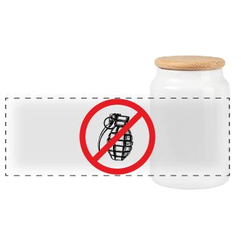 Grenade prohibited! Peace! - Illustration - Panoramic Cookie Jar with Wooden Lid - white - Front